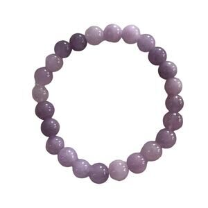 Kunzite Gemstone Bracelet 8mm Beaded Stretch Spiritual Stone Metaphysical Heart